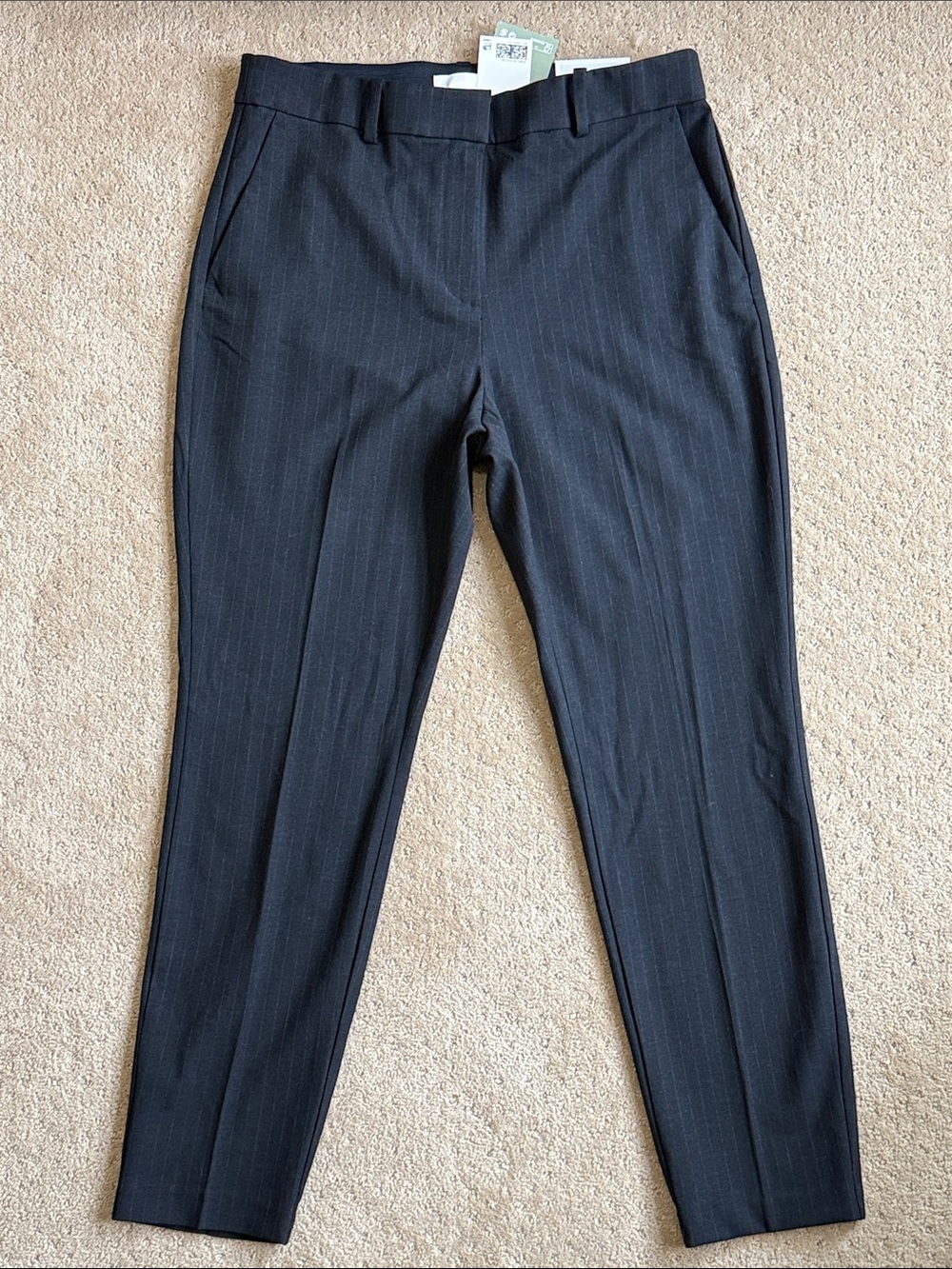 *NWT* H&M Slim Fit Cigarette Pinstripe Slacks, Black Pinstripes, Sz 12